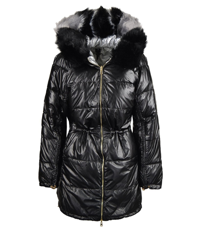 Long metallic reversible winter jacket