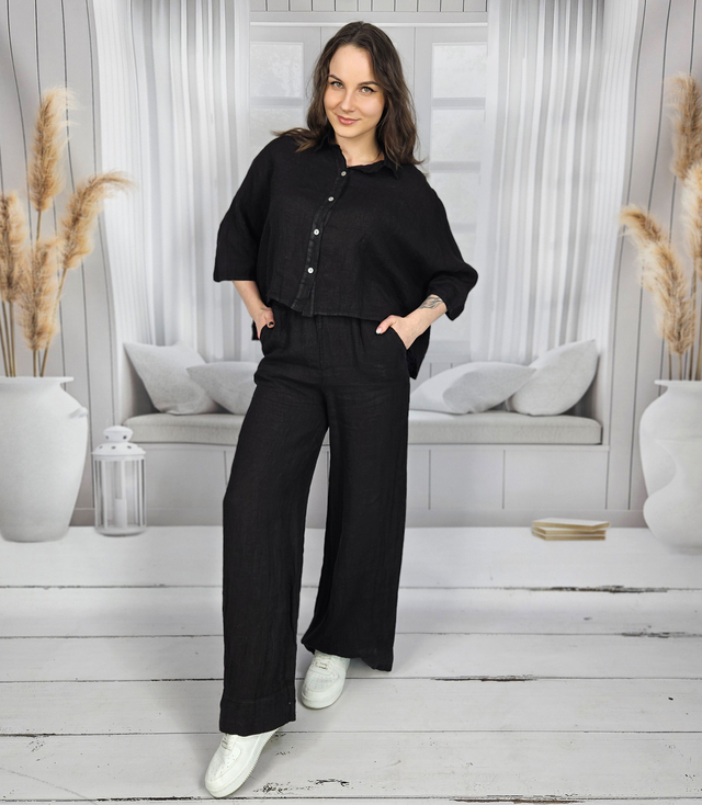 Wide leg linen culotte pants LAILA