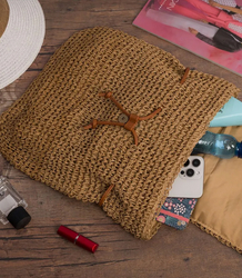 Backpack boho braided straw summer stylish for summer 