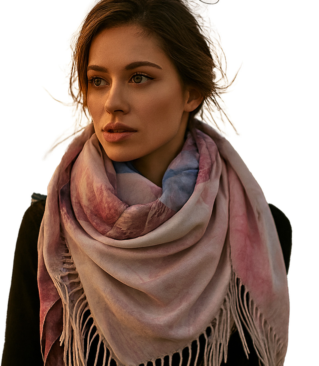 Women's scarf with floral pattern 100x100