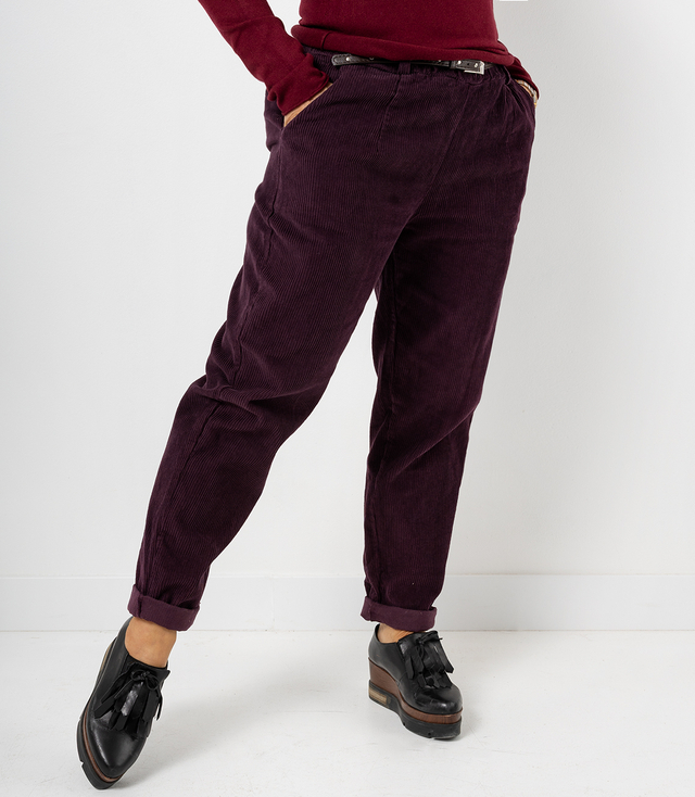 Corduroy chinos pants with belt WERA fango