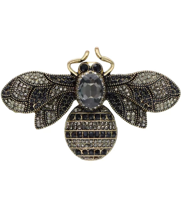 Beautiful decorative gold bee brooch with zircons