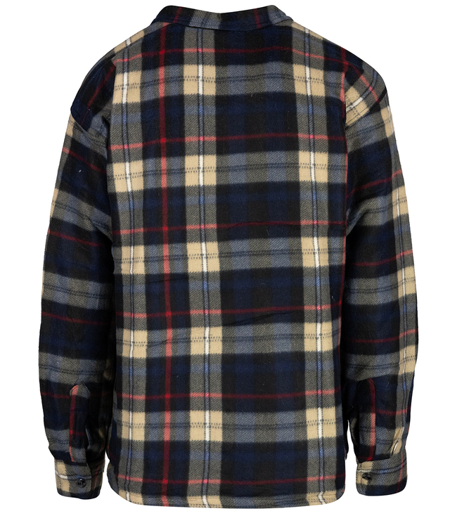 Warm fleece checked men's shirt insulated with faux fur