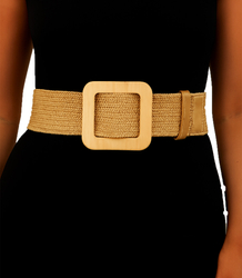 Braided women's belt with large buckle