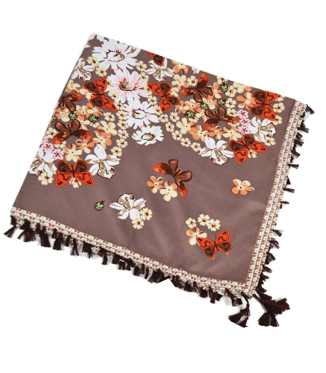 Beautiful colorful scarf with flowers FOLK style