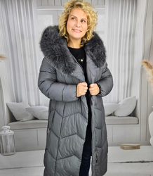 Long quilted winter warm coat with hood KELLY