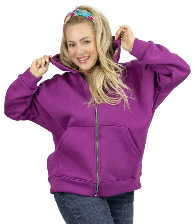 Warm women's sweatshirt one-color basic with hood BROOKLYN