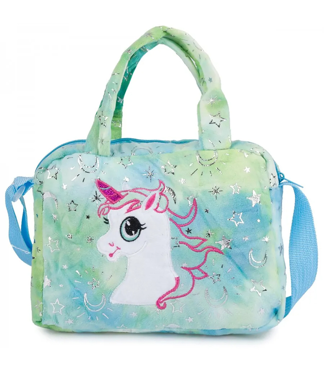 Children's plush bag with adorable unicorn handle strap