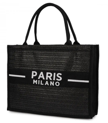 PARIS MILANO braided shopper bag for summer beach large eco bag