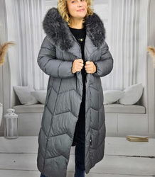 Long quilted winter warm coat with hood KELLY