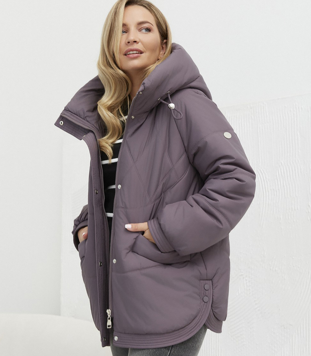Women's quilted winter jacket with hood KORNELIA