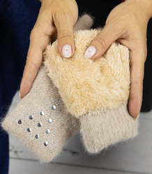 Women's elegant gloves with zircons