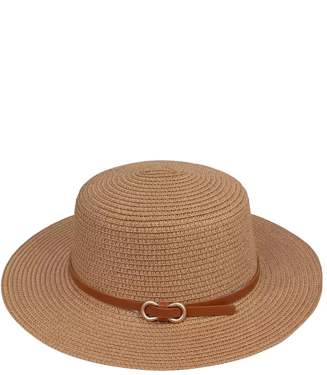 Women's raffia straw hat with classic strap