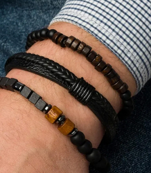 Set of men's bracelets natural stone