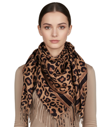 Fashionable scarf panther scarf elegant scarf with tassels