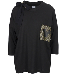 Fashionable simple blouse with gold pocket ribbon