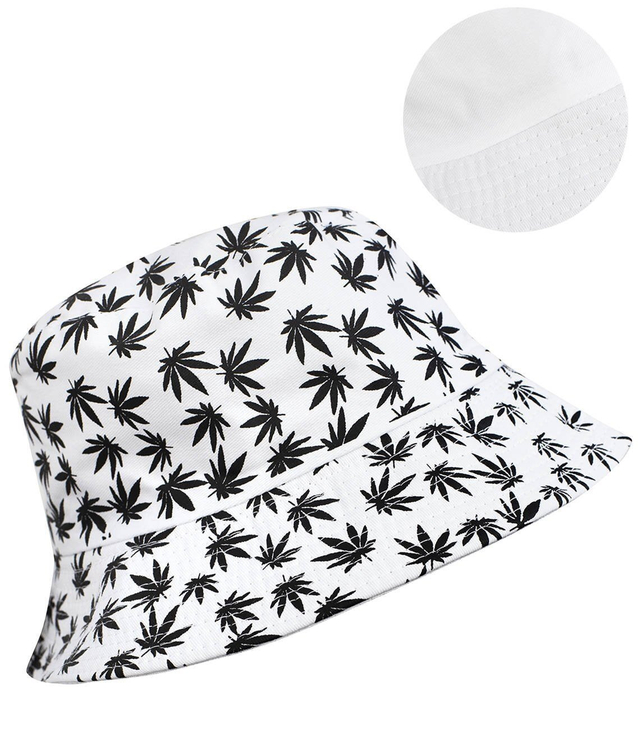 Reversible BUCKET HAT with leaves print