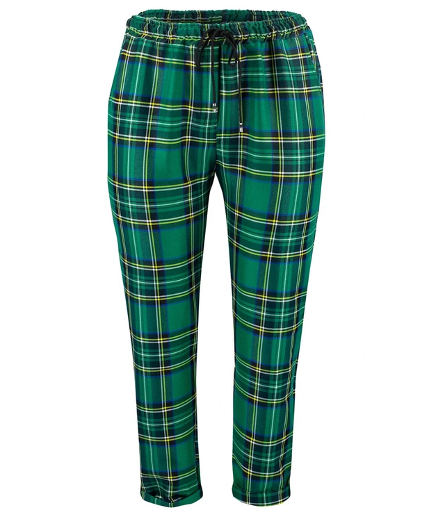 Elegant AMANDA plus size checkered fabric trousers