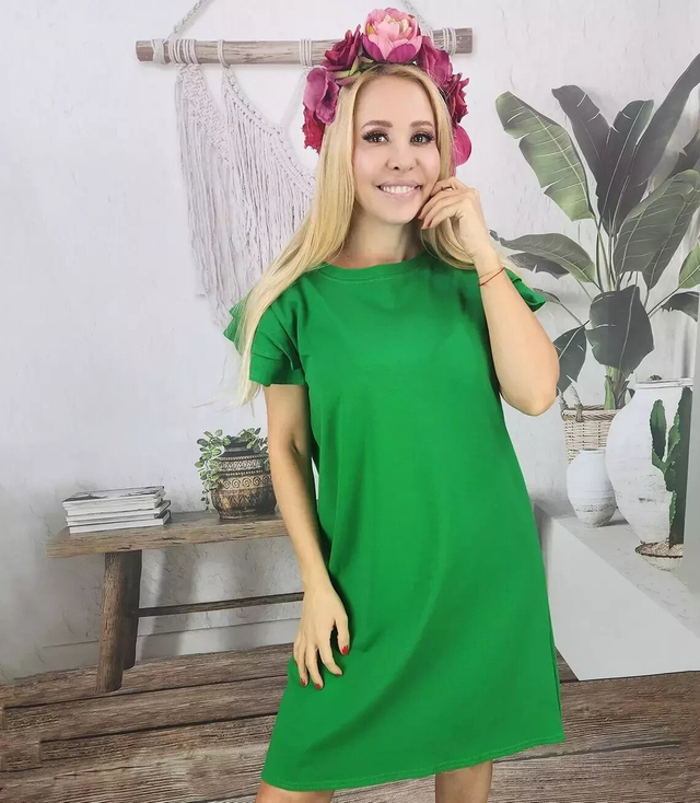 Cotton simple dress with frills