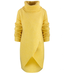 Warm womens turtleneck sweater with a slit MARIETTA, wool