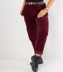 Corduroy chinos pants with belt CITY SOFT