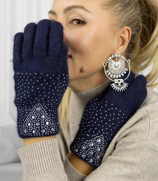 Women's elegant gloves with zircons