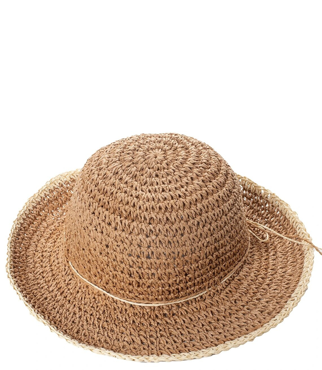 Modny duży pleciony wzór damski kapelusz gładki z kokardką