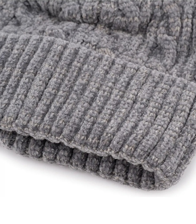 Warm women's cap with pom-pom autumn winter monochrome hat