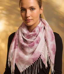 Women's scarf with floral pattern 100x100