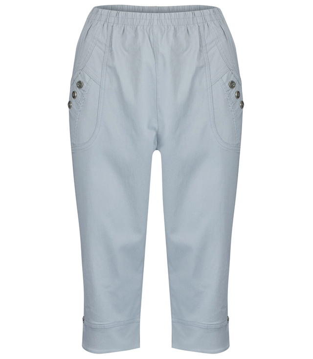 Comfortable, elastic 3/4-length trousers with an elastic band, plus size DORIS