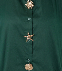 Long classic shirt with decorative brooches GOLDEN BEACH