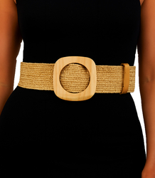 Braided women's belt with large buckle
