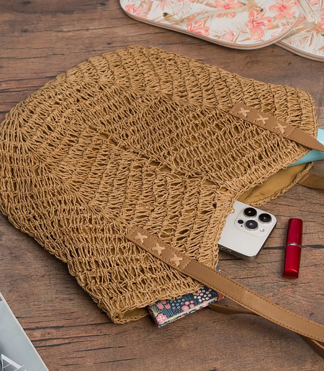 Torba damska plażowa boho ażurowa na lato koszyk shopper