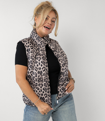 Short double-sided sleeveless smooth and leopard print NORA