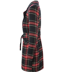 Płaszcz dwurzędowy w kratę klasyczny TWEED