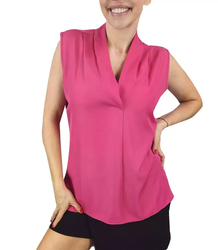 Elegant blouse with a ruffled V-neckline