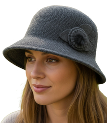 Women's hat cloche patch flower