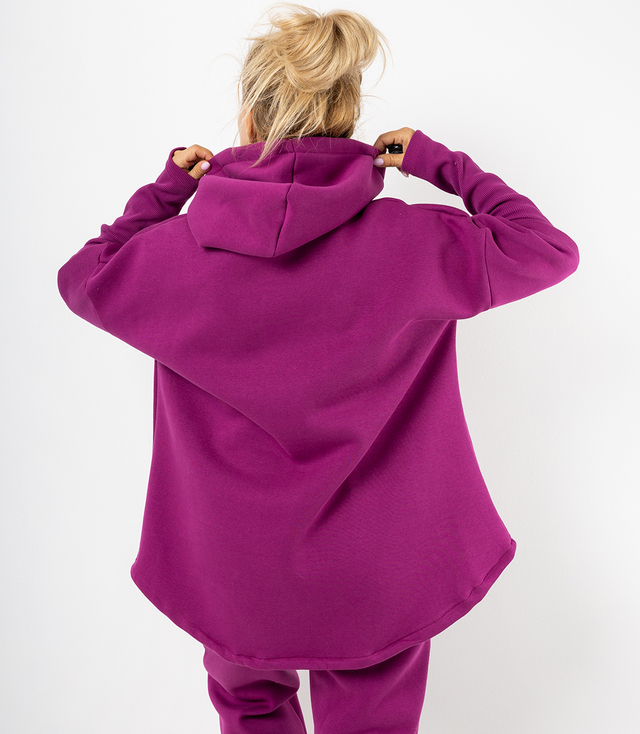 Women's sweatshirt with longer back and ribbed hem VERONICA