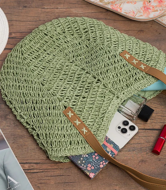 Women's beach bag boho openwork for summer basket shopper