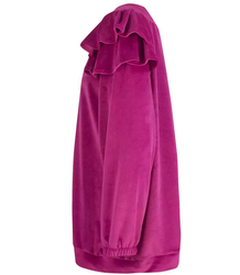 Welurowa bluza dresowa z falbanką oversize