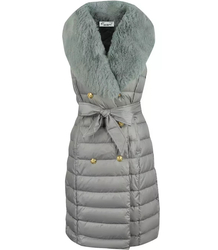 Quilted jacket coat sleeveless 4W1 FUR