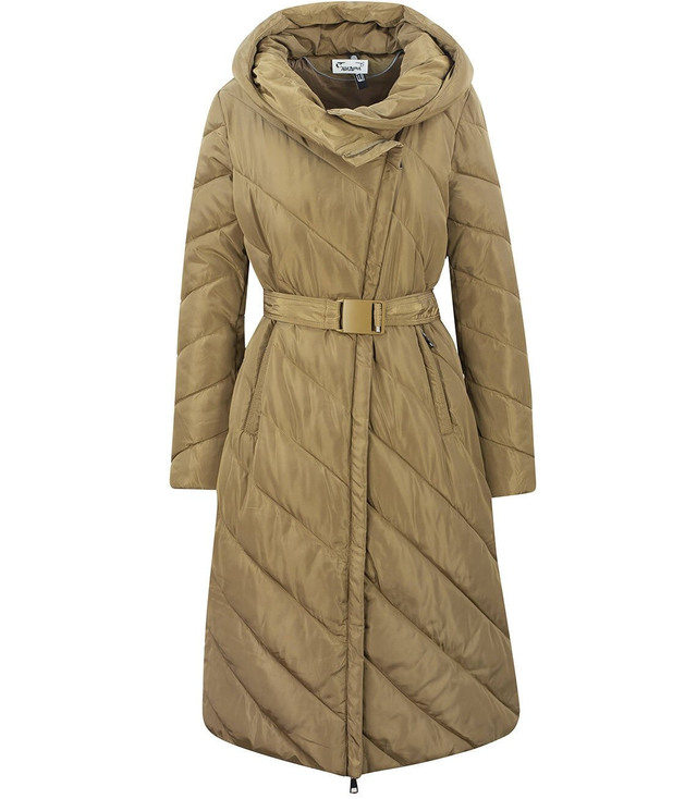 Długi Pikowany PŁASZCZ KURTKA puchowa zimowa