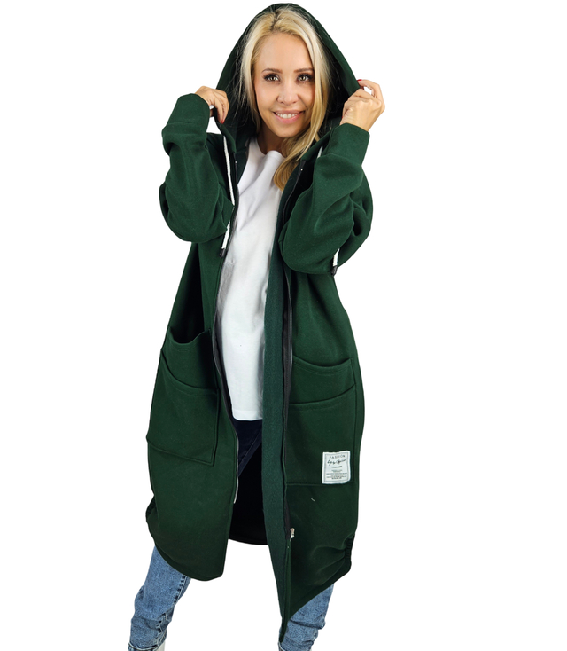 Long women's hoodie. Warm, nice material. Zipper BETH