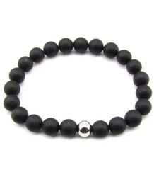 Women's bracelet onyx matte balls 8 mm box
