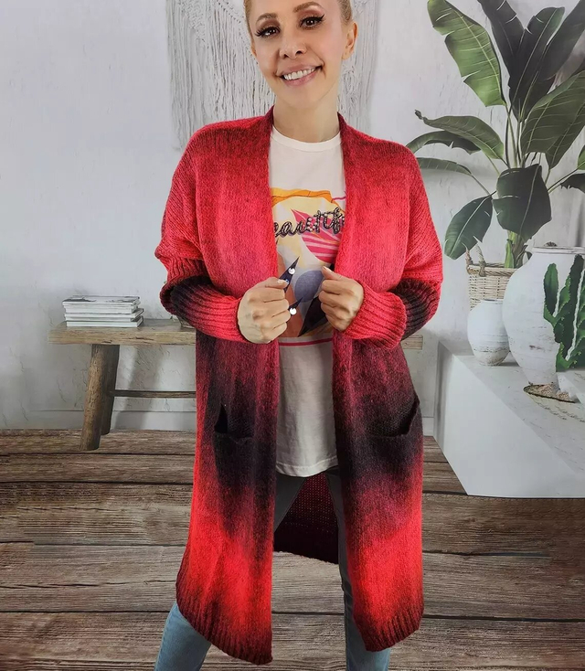 Long cardigan thick colorful ombre sweater