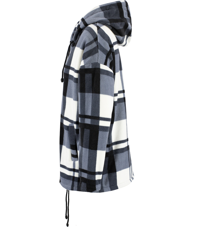 BRITANY warm fleece sweatshirt with a checkered hood