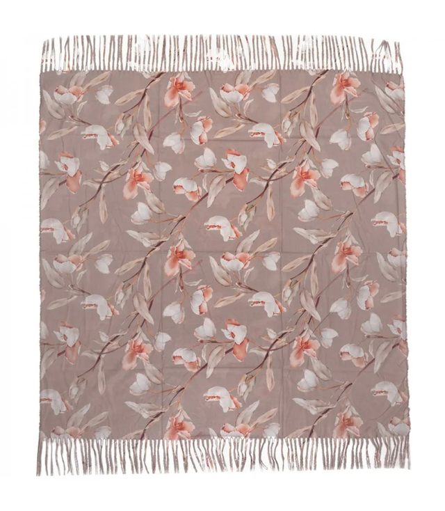Elegant floral shawl scarf with tassels