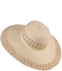 Fashionable large braided openwork hat