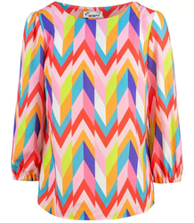 Elegant blouse with a glossy colorful print