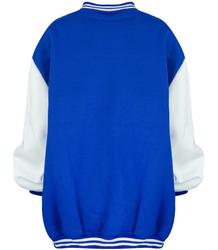 Loose, college-style baseball sweatshirt